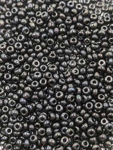 Vintage Czech Opaque jet Black Glass 10/0 Beads Old Loose Stock 30 Grams - Picture 2 of 5