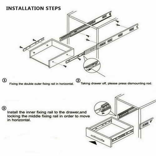 10 Pair 3-Section 100LB Capacity Full Extension Ball Bearing Drawer Slide 10-24" - Picture 8 of 16