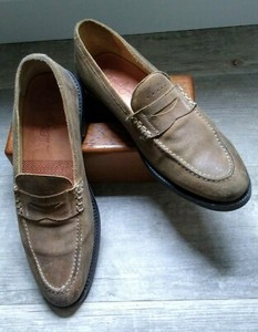 tan suede penny loafers