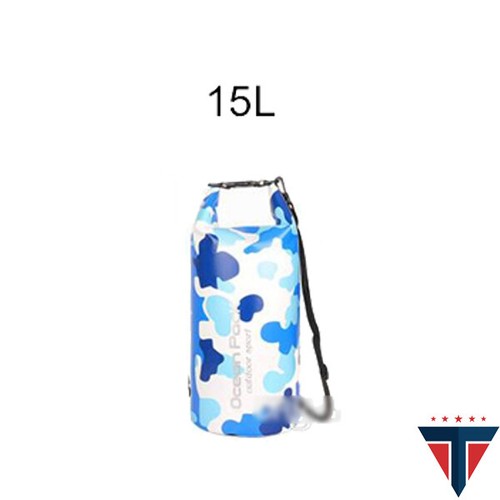 Dry Bag - Waterproof Bag - Boating, Kayaking, Rafting, Fishing - Blue Camo - Picture 6 of 8