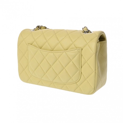 CHANEL Mini Classic Handbag 7.9" A69900 lambskin Light yellow Women Shoulder Bag - Picture 2 of 15