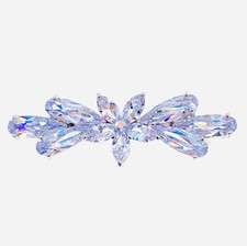 USA FLOWER BARRETTE Hair Clip Hairpin made with Swarovski Crystal Silver M30