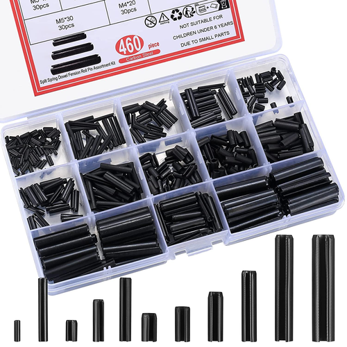 460 Pcs Roll Pin Assortment Set, Slotted Metric Spring Pins Split Expansion Pin - Picture 2 of 8