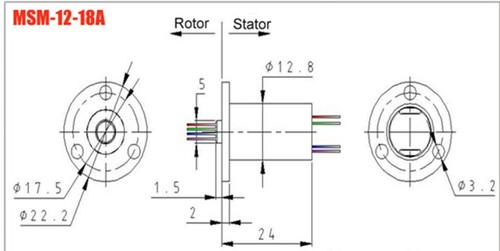 Anillo deslizante cápsula 18 circuitos/cables 12,5 mm 2A para equipos de prueba de monitor - Imagen 4 de 4