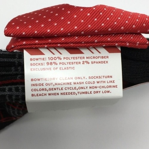 Mens Festive Bowtie Coordinating Socks Set, Red Bowtie, Plaid Socks NEW - Picture 4 of 4