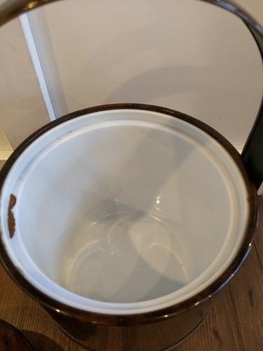 Vintage Mid Century Modern Georges Briard Ice Bucket Brown Vinyl Gold Barware - Picture 11 of 11