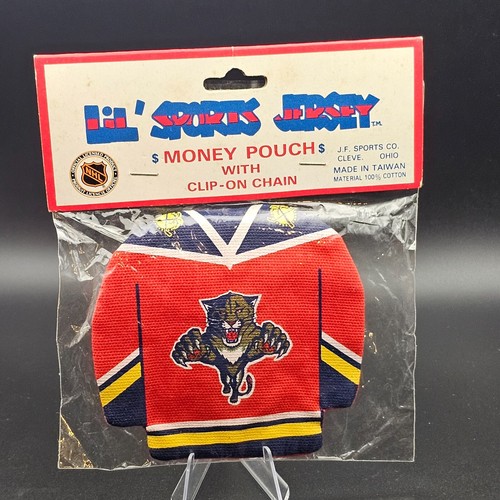 VTG Florida Panthers Money Pouch Jersey w/ NHL Glass Ornament Made In U.S.A. NIB - Imagen 2 de 6