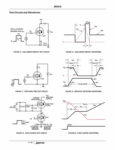 (PKG of 10) IRF610 N-Channel Power MOSFET, 3.3A, 200V, Intersil, TO-220 - Picture 8 of 9