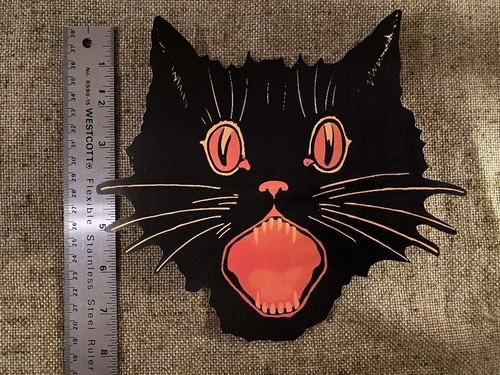 U Choose Vintage Inspired Black Red Cat Whiskers Halloween Cardstock Decoration - Picture 5 of 12