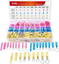 270x Assortment Heat Shrink Butt Wire Connectors Electrical Ring Crimp Terminals