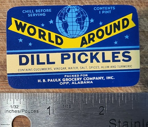 ADVERTISING JAR Bottle Label Opp Alabama World Around Pickle Globe - Picture 5 of 8