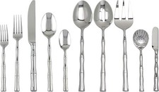 45-Piece Bamboo Shaped Flatware Set, 18/8 Stainless Steel Silverware Cutlery Set