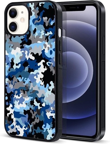 For Samsung Galaxy Apple iPhone blue white camouflage pattern Phone Case - Picture 17 of 25