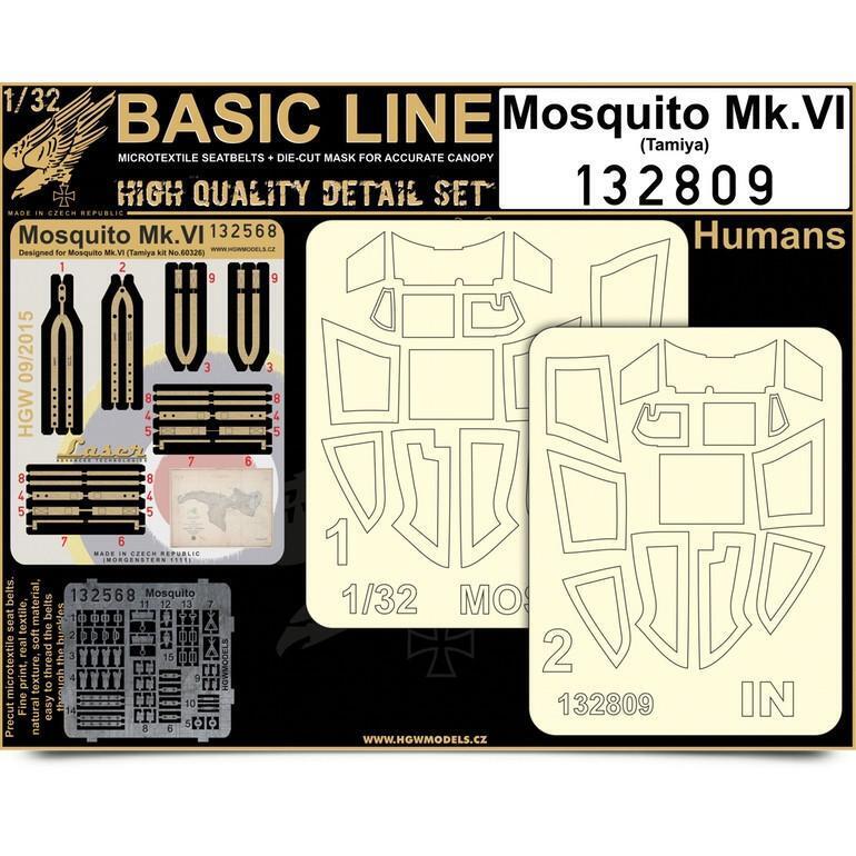 HGW Basic Line 1/32 seatbelt & mask Mosquito Mk.VI for Tamiya - 132809 HGW Basic Line 1/32 seatbelt & mask Mosquito Mk.VI for Tamiya - 132809