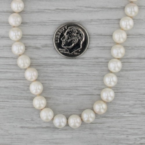6.5-7mm Cultured Pearl Single Strand Necklace 14k Yellow Gold 18" - Picture 5 of 6