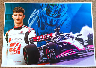 OLIVER "OLLIE" BEARMAN Hand Signed A4 Picture HAAS F1 Formula 1 2025 Autograph