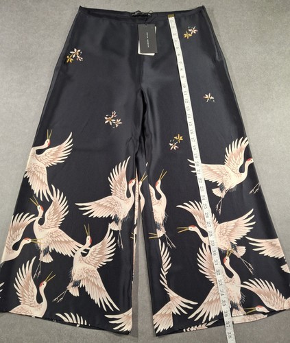 BNWT ZARA Woman Oriental Bird Trousers Culottes UK/EU XL Extra Large W31 L26 - Picture 9 of 16
