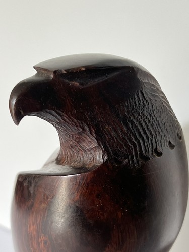 Ironwood Carved Eagle Hawk Bird 10 Inches Tall on Rock Figure - Flaw Plz Read - Bild 10 von 15