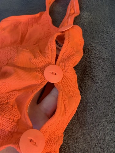 Vintage Azul Ladies Swimsuit Size 12 USA Orange Open Sides - Picture 2 of 7