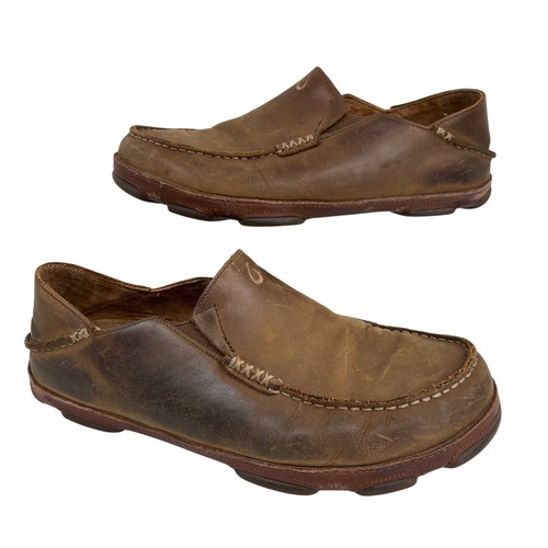 OluKai Moloa Halbschuhe Herren Größe 10 Braun Leder Slipper Niedrig Freizeit Komfort