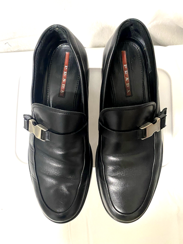 US Size 10 PRADA PS1187 Men's Black Flexible Sole Buckle Loafers - Picture 3 of 8
