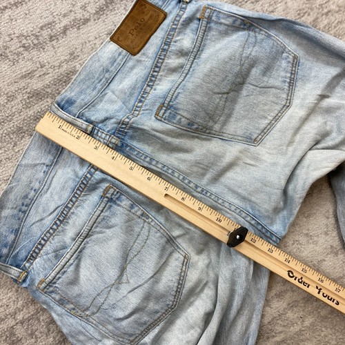 Polo Ralph Varick Pantalones Envejecidos 32 Azul Jeans Botón Ajustado Recto 32x32 - Imagen 12 de 14