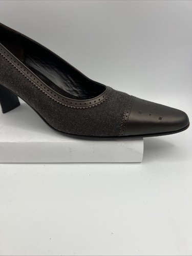 Ann Taylor Italian Brown Suede Pumps Office Heels Leather 10M A4196 - Picture 9 of 16