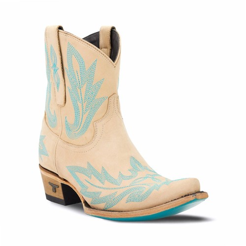 Lane Lexington Embroidered Snip Toe Cowboy Booties Womens Beige, Blue Casual Boo - Picture 2 of 5