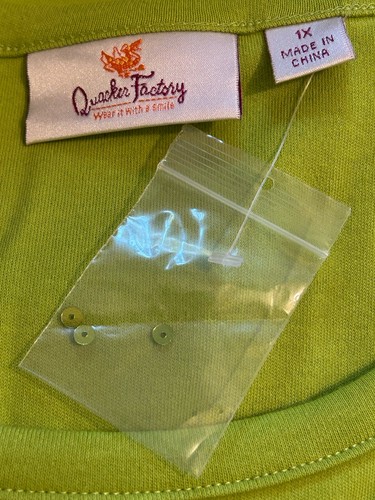 Quacker Factory Women's Line Green 2/4 Sleeve Top Sequins Size 1X - Picture 3 of 4