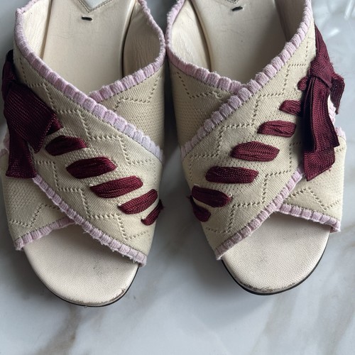 Fendi Pink and Beige Knit Bow Cross Strap Flats Sandals Size 38 - Picture 10 of 14