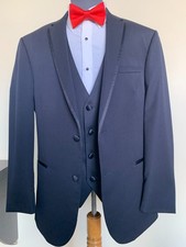 MICHAEL KORS DARK NAVY LUXURIOS SUPER 130'S FORMAL JACKET  VEST - 40R SLIM FIT