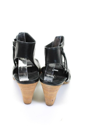 Paul Green Womens Leather Open Back Peep Toe Side Zip Heels Black Size 6.5 LL19L - 第 3/6 張圖片
