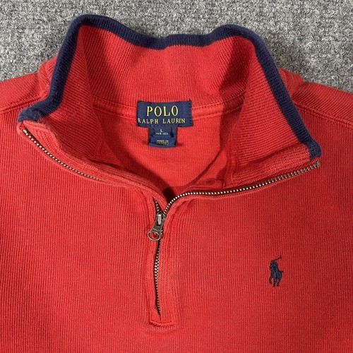 Polo Ralph Lauren Sweater Youth Large 14/16 Red Quarter Zip Pullover Sweater - Picture 3 of 10