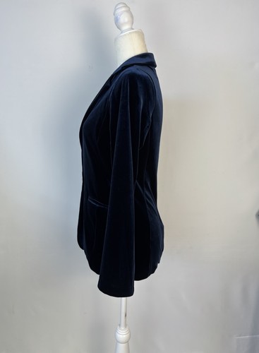 TAHARI Women Sz S Elegant Velvet one Button fitted Blue blazer Jacket lined  - Foto 5 di 15