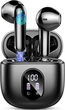 Wireless Earbud Bluetooth 5.3 Headphones 50H Playtime Stereo Bass Ear Black