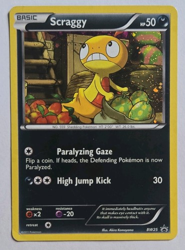 Pokémon Scraggy Black & White Black Star Promo BW25 50 HP English Holo Card