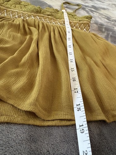 Free People Top Donna Uncinetto Babydoll Cami S Verde Boho Festival Uscire - Foto 9 di 9