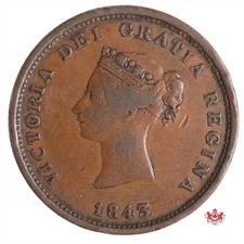 1843 New Brunswick One Penny Token NB-2A - Fine - Lot#13272