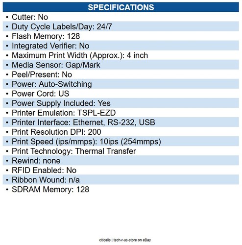 TSC MB241T-A001-0201 MB240T Industrial 4" Thermal Transfer Printer 203dpi - Picture 3 of 4