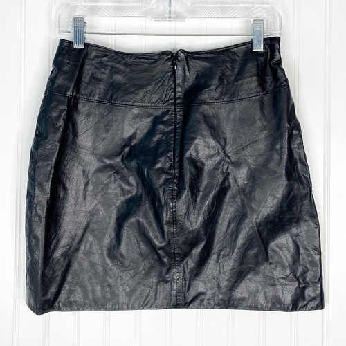 Vintage Rock Punk Y2K Wilsons Leather Maxima Black Leather Mini Skirt Size 8 - Picture 4 of 4