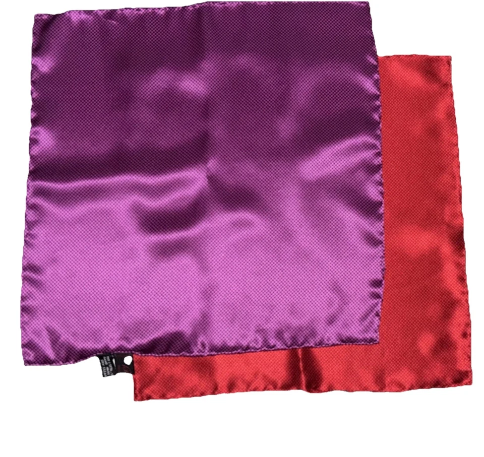 Пара шелковых карманных квадратов Brioni. Фиолетовый/малиновый сделано в Италии - Изображение 3 из 4