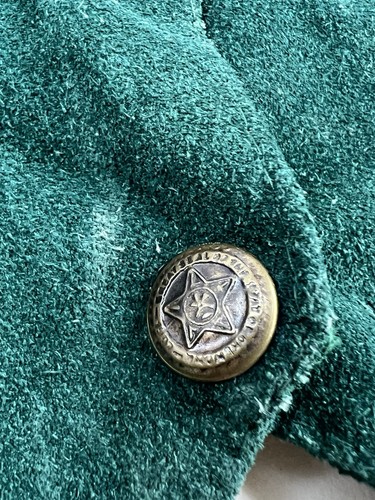 Chaleco Occidental Vintage Modo Mona Cuero Gamuza Verde Espalda Satinada Para Hombre Talla M - Imagen 3 de 7