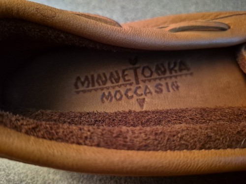 LEDER HAUSSCHUHE! HERREN 10,5 ECHTE NATÜRLICHE ELCHFELL-FAHRSCHUHE - MOKASSINS - Bild 5 von 8