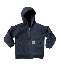 Carhartt Jacket Youth 4/5 XXS Black Hooded Canvas Insulated Kids