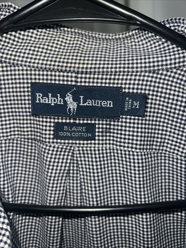Polo Ralph Lauren Blair Med Flannel Button Shirt Houndstooth Navy /White - Picture 4 of 5