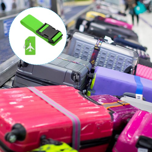 4 Set Luggage Strap with Luggage Tag Loop 78"x2", Fluorescent Green - Picture 7 of 7