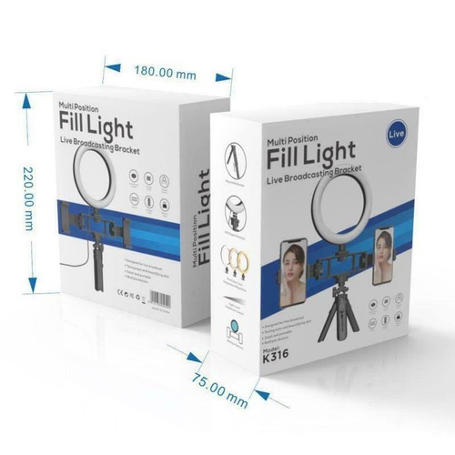 Double Bracket Phone Holder Ring Light Tripod With Brightness Adjustment Stand - Picture 3 of 4