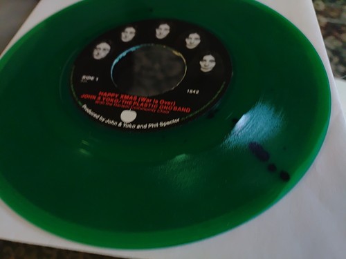 Super Rare - John Lennon - Happy Xmas (War Is Over) Rare Black & Green Swirl 7" - Picture 3 of 4