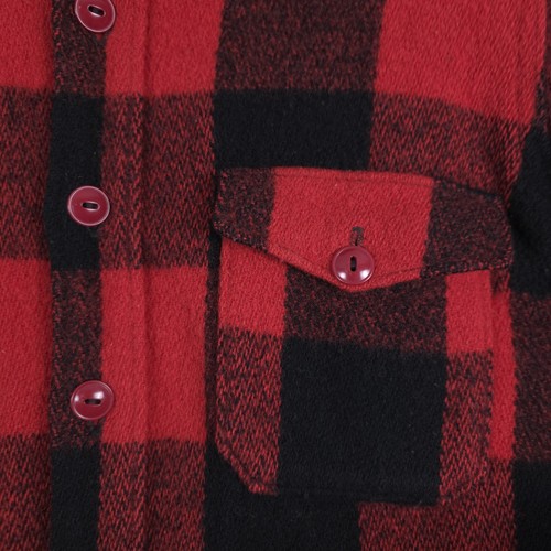 Vintage 1980s Woolrich Flannel Shirt Mens Large Red Buffalo Plaid Wool Style 53 - Picture 6 of 11