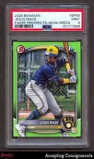2025 Bowman Prospects Neon Green #BP66 Jesus Made 1st ROOKIE 313/399 PSA 9 MINT